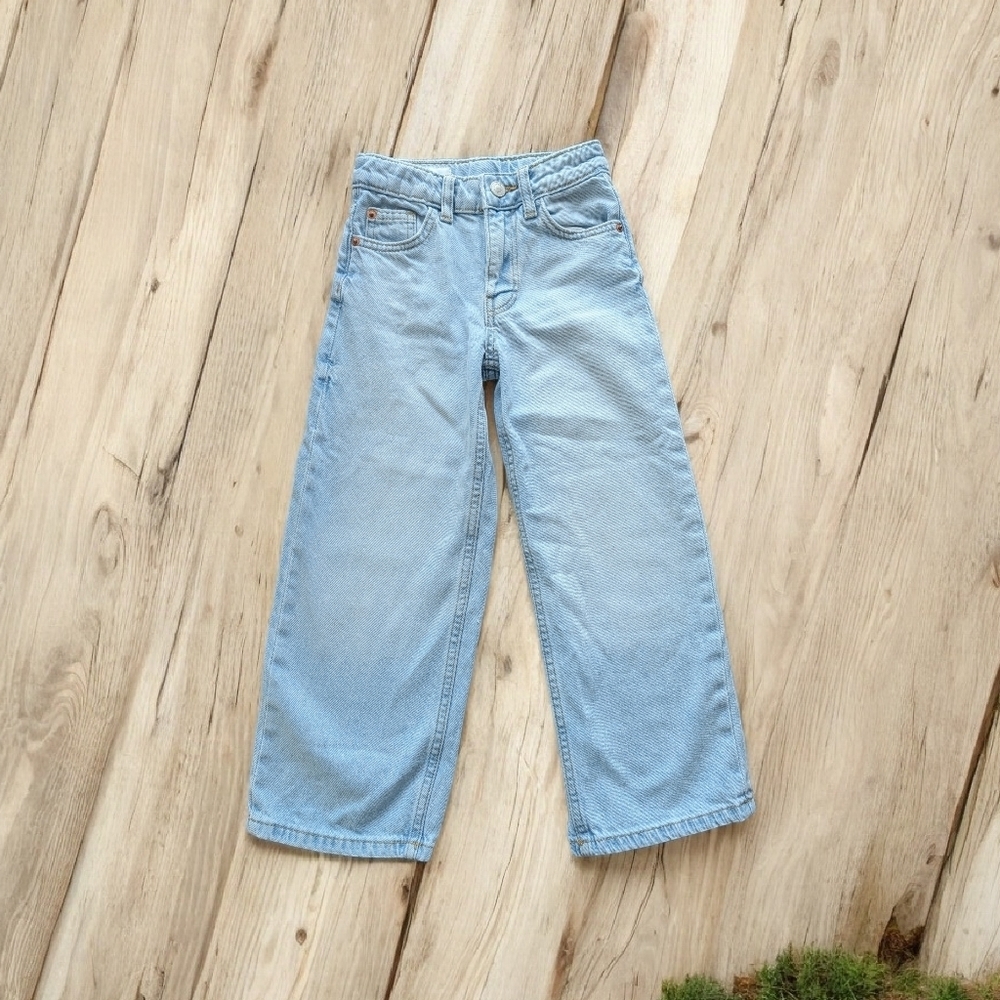 NWOT Zara Girls Cotton Light Blue Flare & Wide Leg Jeans Size 6-7